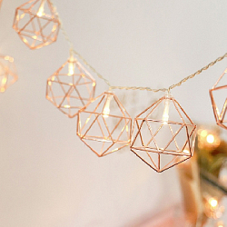 Гирлянда Рубин 3D 12 углов 3 м 20 ламп розовое золото от сети 