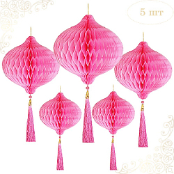 Бумажное украшение Шары-соты с кисточкой НАБОР 5 шт, розовый