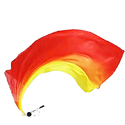 Платок-вуаль для танца с шариком 2,5м х 114 см, красный+оранжевый+желтый