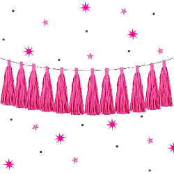 Гирлянда тассел 12 кисточек по 5 листов, амарантовый